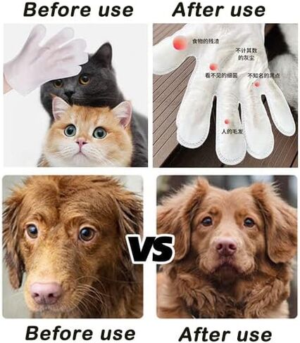 فاتدا مناديل مبللة للعناية بالحيوانات الأليفة للكلاب والقطط 6 قطع، مناديل مبللة للكلاب، مناديل مبللة للقطط، مناديل مبللة للحيوانات الأليفة بدون شطف، قفازات تدليك للاستعمال مرة واحدة، تنظيف الحيوانات الأليفة وغسل الحيوانات الأليفة، مصنوعة من القطن، حمام سه in Kuwait