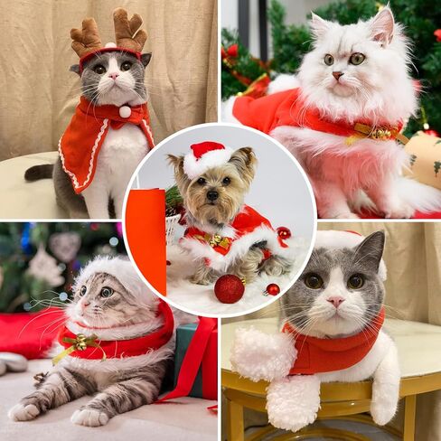 زي زي عيد الميلاد للقطط والكلاب: زي عيد الميلاد للقطط، زي عيد الميلاد لجرو القطط، سترة قطط، ملابس زينة عيد الميلاد للعام الجديد، لوازم حفلات عيد الميلاد، إكسسوارات ملابس الرأس in Kuwait