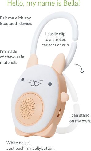 مهدئ نوم الأطفال المحمول من WavHello - مكبر صوت بلوتوث قابل لإعادة الشحن وسماعات صوت للسفر رائع لأسرة الأطفال وعربات الأطفال ومقعد السيارة والمزيد - Ollie The Owl Soundbub، رمادي in Kuwait