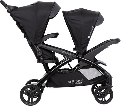 Baby Trend Sit N' Stand Double Stroller 2.0 DLX with 5 Point Safety Harness, Canopy, Extra Basket, 2 Cup Holders, and Covered Compartment, Stormy in Kuwait