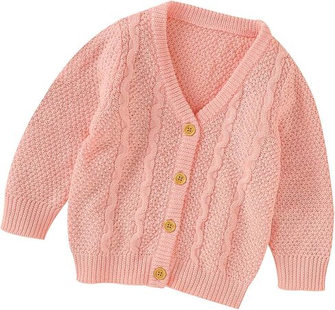 Infant Baby Boy Girl Long Sleeve Knitted Sweater Button Cardigan Coat Twist Knitwear Jacket Winter Warm Clothes in Kuwait