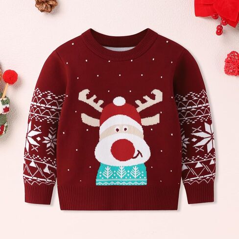 Menglang Christmas Outfit Toddler Baby Boys Girls Christmas Deer Sweater Xmas Outfit Winter Clothes in Saudi Arabia