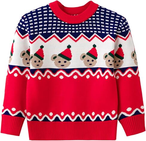 Toddler Boys Girls Christmas Sweater Ugly Xmas Knit Sweatshirt Kids Pullover Cotton Warm Tops 2-6 Years in Saudi Arabia