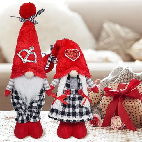 KnomeKo Valentines Day Decorations Gnomes, Buffalo Plaid Valentine Decor Cupid Gnomes Plush,Mr. Mrs. Scandinavian Tomte Love Gnomes Ornaments, Valentine Home Decor in Saudi Arabia