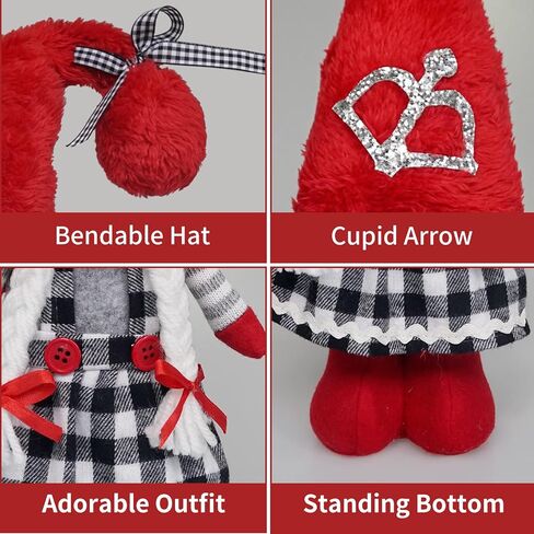 KnomeKo Valentines Day Decorations Gnomes, Buffalo Plaid Valentine Decor Cupid Gnomes Plush,Mr. Mrs. Scandinavian Tomte Love Gnomes Ornaments, Valentine Home Decor in Saudi Arabia