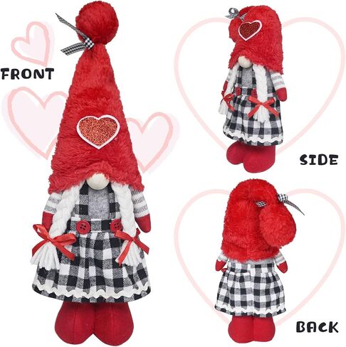 KnomeKo Valentines Day Decorations Gnomes, Buffalo Plaid Valentine Decor Cupid Gnomes Plush,Mr. Mrs. Scandinavian Tomte Love Gnomes Ornaments, Valentine Home Decor in Saudi Arabia