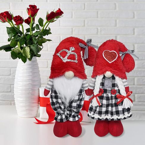 KnomeKo Valentines Day Decorations Gnomes, Buffalo Plaid Valentine Decor Cupid Gnomes Plush,Mr. Mrs. Scandinavian Tomte Love Gnomes Ornaments, Valentine Home Decor in Saudi Arabia