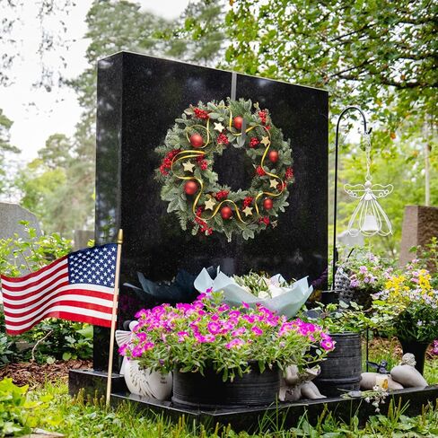 MADHOLLY عيد الميلاد شاهد القبر إكليل شماعات، حامل إكليل شواهد القبور المقبرة قابل للتعديل، حامل إكليل من الألومنيوم المتين لتزيين قبر عيد الميلاد (6.1-11 بوصة) in Kuwait