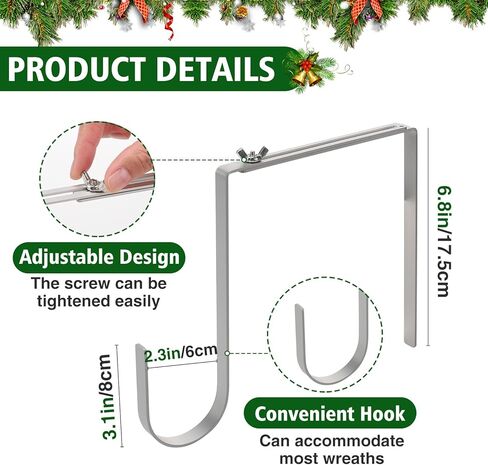 MADHOLLY عيد الميلاد شاهد القبر إكليل شماعات، حامل إكليل شواهد القبور المقبرة قابل للتعديل، حامل إكليل من الألومنيوم المتين لتزيين قبر عيد الميلاد (6.1-11 بوصة) in Kuwait