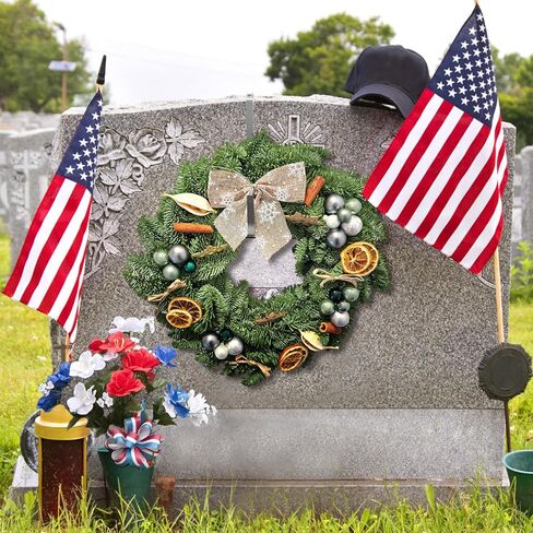 MADHOLLY عيد الميلاد شاهد القبر إكليل شماعات، حامل إكليل شواهد القبور المقبرة قابل للتعديل، حامل إكليل من الألومنيوم المتين لتزيين قبر عيد الميلاد (6.1-11 بوصة) in Kuwait