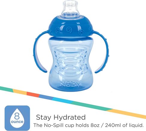 Nuby 3-Pack Two-Handle No-Spill Soft Spout Grip N' Sip Cup- First Cup, 8oz, 3 PK - Aqua, Blue, Green in Saudi Arabia