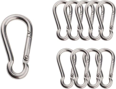 Olivia & Oliver Stainless Steel Carabiner，Spring Snap Hook Carabiner ，heavy Duty Keychain Clip for fitness, boating, camping, hiking, fishing, pet leash, indoor outdoor equipment gear, DIY accessorie. in Saudi Arabia