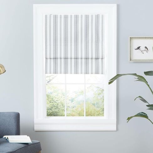 Exclusive Home Ricardo Total Blackout Roman Shade, 34"x64", Blue in Saudi Arabia