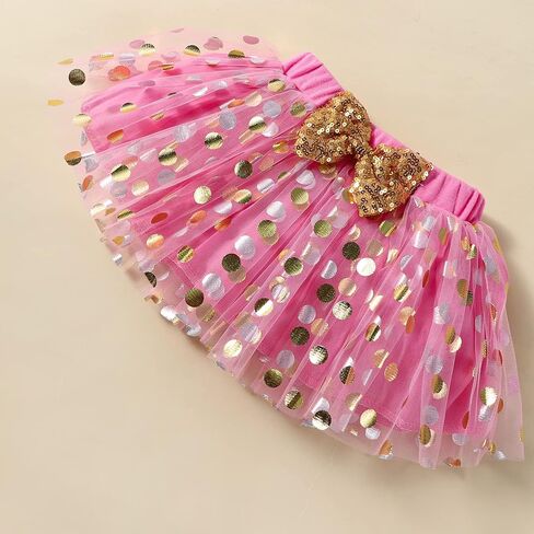 Baby Girls 1st First Birthday Outfits Cotton Romper TuTu Skirt Set with Sequins Bowknot Headband 3Pcs in Saudi Arabia