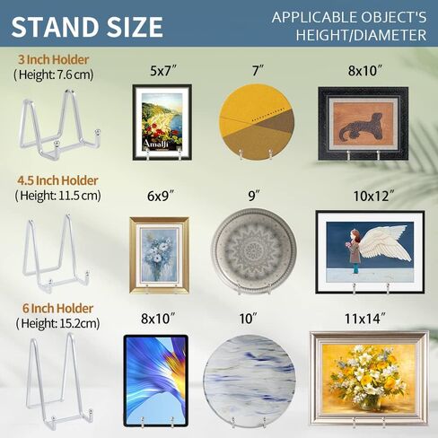 حامل عرض حامل اللوحة - حوامل لوحة معدنية مقاس 3 بوصة للعرض - حامل صور سطح الطاولة - حوامل حديدية فضية لعرض الصور | إطارات الصور | كتاب | لوحات زخرفية | لوحة-1 حزمة in Kuwait