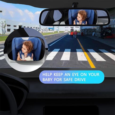 Baby Car Mirror Shatterproof Baby Car Backseat Mirror Narrow Frame Wide View Baby Car Rear View Mirror 360 Degree Adjustable Safety Rear Facing Car Seat Mirror Compatible with Most Vehicle Models in Kuwait