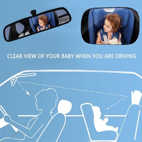 Baby Car Mirror Shatterproof Baby Car Backseat Mirror Narrow Frame Wide View Baby Car Rear View Mirror 360 Degree Adjustable Safety Rear Facing Car Seat Mirror Compatible with Most Vehicle Models in Kuwait