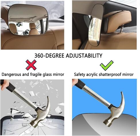 Baby Car Mirror Shatterproof Baby Car Backseat Mirror Narrow Frame Wide View Baby Car Rear View Mirror 360 Degree Adjustable Safety Rear Facing Car Seat Mirror Compatible with Most Vehicle Models in Kuwait