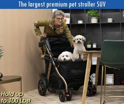 عربة سفر HPZ Pet Rover Titan-HD فائقة الحجم للكلاب/القطط/الحيوانات الأليفة، عربة سفر بسيارات الدفع الرباعي/مع منحدر وصول/سعة 100 رطل/عجلات مطاطية بدون ضخ/إطار من الألومنيوم للحيوانات الأليفة الصغيرة والمتوسطة والكبيرة وXL (رمادي داكن) in Kuwait
