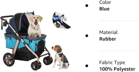عربة سفر HPZ Pet Rover Titan-HD فائقة الحجم للكلاب/القطط/الحيوانات الأليفة، عربة سفر بسيارات الدفع الرباعي/مع منحدر وصول/سعة 100 رطل/عجلات مطاطية بدون ضخ/إطار من الألومنيوم للحيوانات الأليفة الصغيرة والمتوسطة والكبيرة وXL (رمادي داكن) in Kuwait