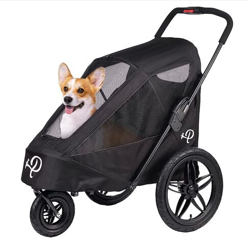 Petique Breeze Jogger, Dog Cart for Medium Size Pets, Ventilated Pet Stroller for Cats & Dogs, Black in Kuwait