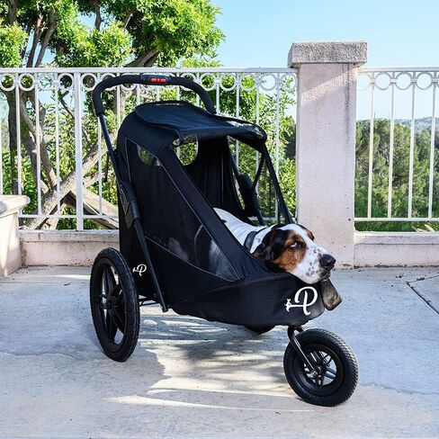 Petique Breeze Jogger, Dog Cart for Medium Size Pets, Ventilated Pet Stroller for Cats & Dogs, Black in Kuwait