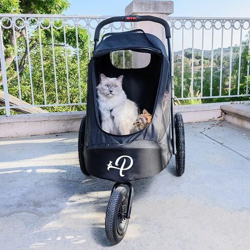 Petique Breeze Jogger, Dog Cart for Medium Size Pets, Ventilated Pet Stroller for Cats & Dogs, Black in Kuwait