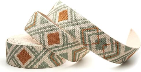حزام منسوج من القطن والبوليستر بنمط بوهيمي مقاس 1.5 سم من Craftmemore، حزام قوي للفنون والحرف اليدوية وحزام الحقيبة (5 ياردات، الطراز 01) in Saudi Arabia