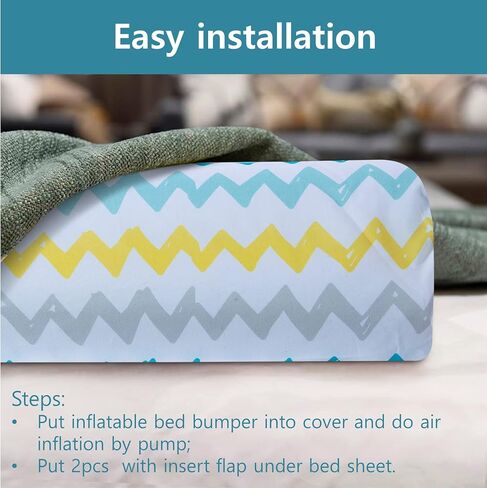 قضبان سرير قابلة للنفخ من ليتل جريب لاند للأطفال الصغار، عبوة من قطعتين، مصدات سرير للسفر، قضبان حماية للسرير قابلة للنفخ مع غطاء مانع للانزلاق للأطفال، طفل صغير في المنزل، الفندق، عربة سكن متنقلة، 50 بوصة in Kuwait