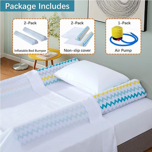 قضبان سرير قابلة للنفخ من ليتل جريب لاند للأطفال الصغار، عبوة من قطعتين، مصدات سرير للسفر، قضبان حماية للسرير قابلة للنفخ مع غطاء مانع للانزلاق للأطفال، طفل صغير في المنزل، الفندق، عربة سكن متنقلة، 50 بوصة in Kuwait