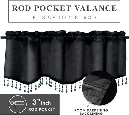 Regal Home Collections Karter Scalloped Valance with Crystal Beads - Beaded Valance - Red Valance Curtains (52in W x 20in L, Red) in Kuwait