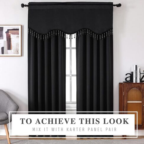 Regal Home Collections Karter Scalloped Valance with Crystal Beads - Beaded Valance - Red Valance Curtains (52in W x 20in L, Red) in Kuwait