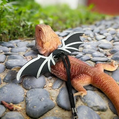 حزام مقود سحلية التنين الملتحي من Waazoorep، حزمة من 3 مقاسات قابلة للتعديل، مقود سحلية من الجلد الناعم للزواحف للبرمائيات والحيوانات الأليفة الصغيرة (ذهبي) in Kuwait