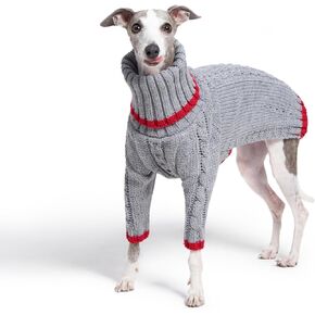 ESCCBOO Greyhound Clothes, Warm Sweater for Whippets, Dog Onesie, Two-Legged Turtleneck Warm Sweater for Small Medium Dogs (Small, Grey)