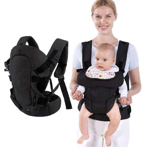 Baby Soft Carrier for Newborn,Infant Sling Carrier Wrap Ergonomic Design 4 in 1 Infants Carriers Front and Back,Multi-Functional Hug Strap for 7-45lbs（3-48 Months）Newborns and Baby-Grey
