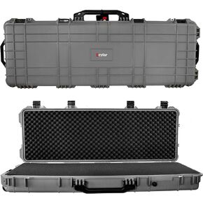 Eylar 53" Inch Protective Roller Rifle Hard Case with Foam, Waterproof & Crushproof, Two Rifles Or Multiple Guns, Pressure Valve with Lockable Fittings Gray in Saudi Arabia
