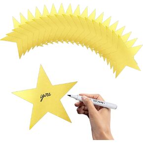 24PCS Gold Star Cutouts, 11 Inch Large Double Printed Paper Stars Cutouts, Cardboard Star Cutouts, Glitter Stars Decorations for Classroom Wall Movie Night Bulletin Board Party Supply