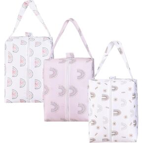 حقيبة Lmbabter لحفاضات الأطفال الرطبة والجافة - 3 قطع حقيبة تنظيم الحفاضات وحقيبة حفاضات مقاومة للماء لحقيبة حفاضات الأطفال، وحقيبة صالة الألعاب الرياضية، وحقيبة سفر (أحمر) in Kuwait