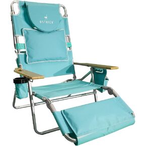 Ostrich Deluxe Padded 3-in-1 Lightweight Portable Adjustable Outdoor Folding Reclining Chair for Lawn Beach Lake Camping Lounge with Footrest