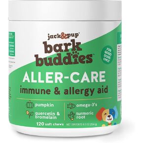 Jack&Pup Dog Allergy Chews - Bark Buddies Aller-Care Soft Chew Bites Itch Relief for Dogs & Allergy Support for Dogs - Dog Immune Supplement, Dog Skin Allergies Treatment and Anti Itch for Dogs 60ct in Kuwait