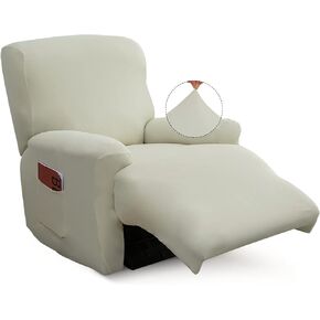 Iauddy Recliner Slipcover-Stretch Soft Slip Recliner كرسي أغطية انزلاقية 4 قطع حامي الأثاث للكرسي مع جيب مناسب للأريكة غطاء غطاء كرسي الصبي الكسول