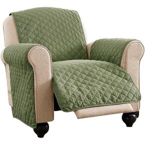 Collections Etc Reversible Quilted Jumbo Recliner Cover, Spill-Resistant with Ties - Covers Seat Bottom, Seat Back and 2 Seat Arms (Jumbo Recliner, Burgundy/Taupe) in Kuwait