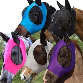 5 Pcs Horse Fly Mask Smooth and Comfortable Fly Masks for Horses with Ears Elasticity Horse Face Mask Horse Masks Covering for Horses Riding Supplies Cashel Fly mask with Ears（Large） in Kuwait