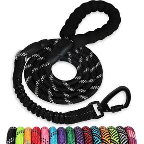 Long Dog Leash 15 FT: Heavy Duty Rope Leashes for Dogs Training with Swivel Lockable Hook Reflective Threads Bungee and Padded Handle - Dog Lead for Large Small Medium Dogs Outside Walking Hiking in Kuwait