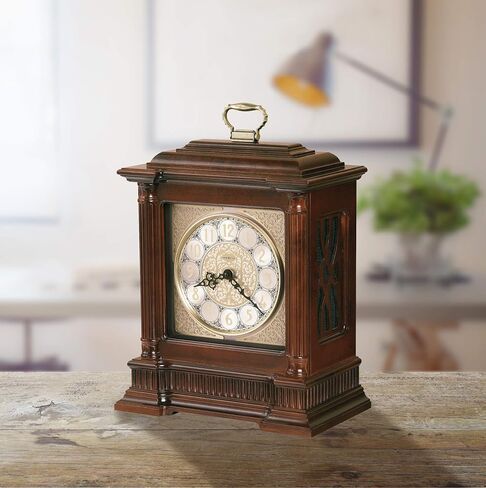 Howard Miller Akron Mantel Clock 635-125 – Windsor Cherry Finish, Nickel-Finished Decorative Dial, Antique Home Decor, Volume Control, Quartz, Dual-Chime Movement in Saudi Arabia