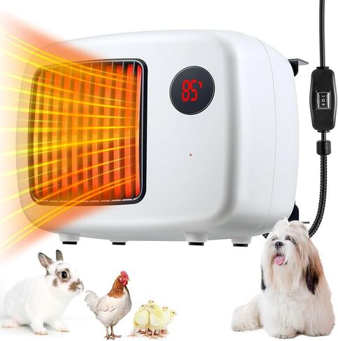 Dreyoo Dog House Heater with Thermostat, 200/400W Pet House Heater with 6FT Anti Chew Cord and Safe Overheat Protection, Digital Display Pet House Heater for Dogs Chicken Coops Rabbits Cages Cats in Kuwait