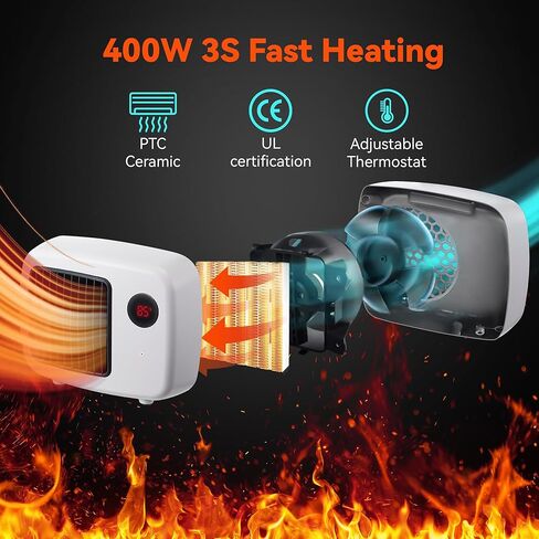 Dreyoo Dog House Heater with Thermostat, 200/400W Pet House Heater with 6FT Anti Chew Cord and Safe Overheat Protection, Digital Display Pet House Heater for Dogs Chicken Coops Rabbits Cages Cats in Kuwait