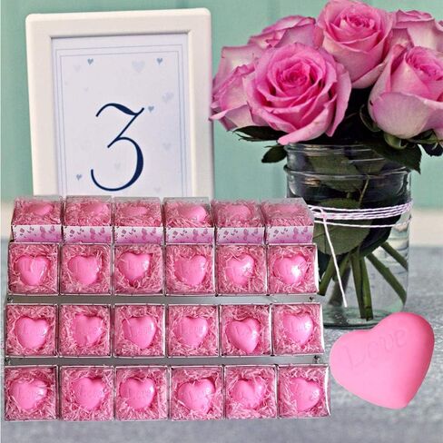 AIXIANG 12 Boxes Sweet Pink Heart Soaps Handmade Scented Soap Guests Keepsake Gift for Bridal Shower Return Gifts Wedding Gifts Baby Shower Favors, Parties, Thanksgiving Gifts ,Hand Washing in Kuwait
