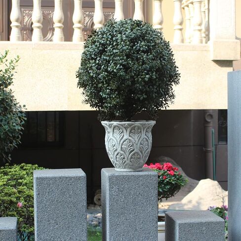 Kissilk 2 Pack Artificial Boxwood Topiary Ball Tree,Bushes Potted Plants UV-Proof Leaves 21" Tall 13" Wide Artificial Potted Shrubs for Home Office Outdoor and Indoor Decor (Dark Green, 22) in Kuwait