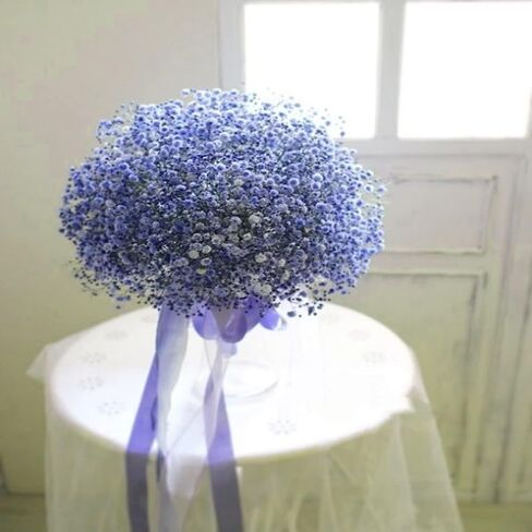beerfingo Dried-Flowers-Babys-Breath-Bouquet-17.2 inch 2500+ Flowers, Natural Gypsophila Branches for Home Decor, Wedding, Table Decor, DIY Wreath Floral, Dry Flowers Bulk for Vase (Ink Blue) in Kuwait